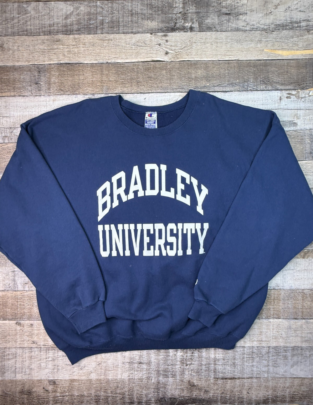 Vintage 90s Champion Bradley University College Sweatshirt Mens Size 2XL Blue